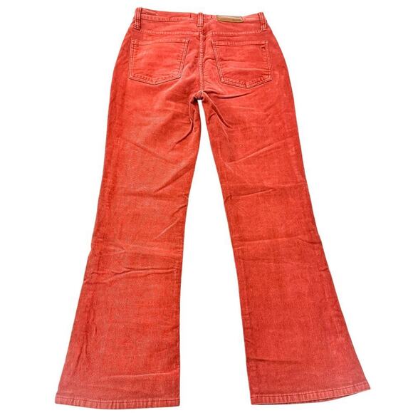Madewell Cali-Demi Boot Rust Red Button Fly Bootcut Textured Denim Jeans Size 26 - Picture 3 of 8